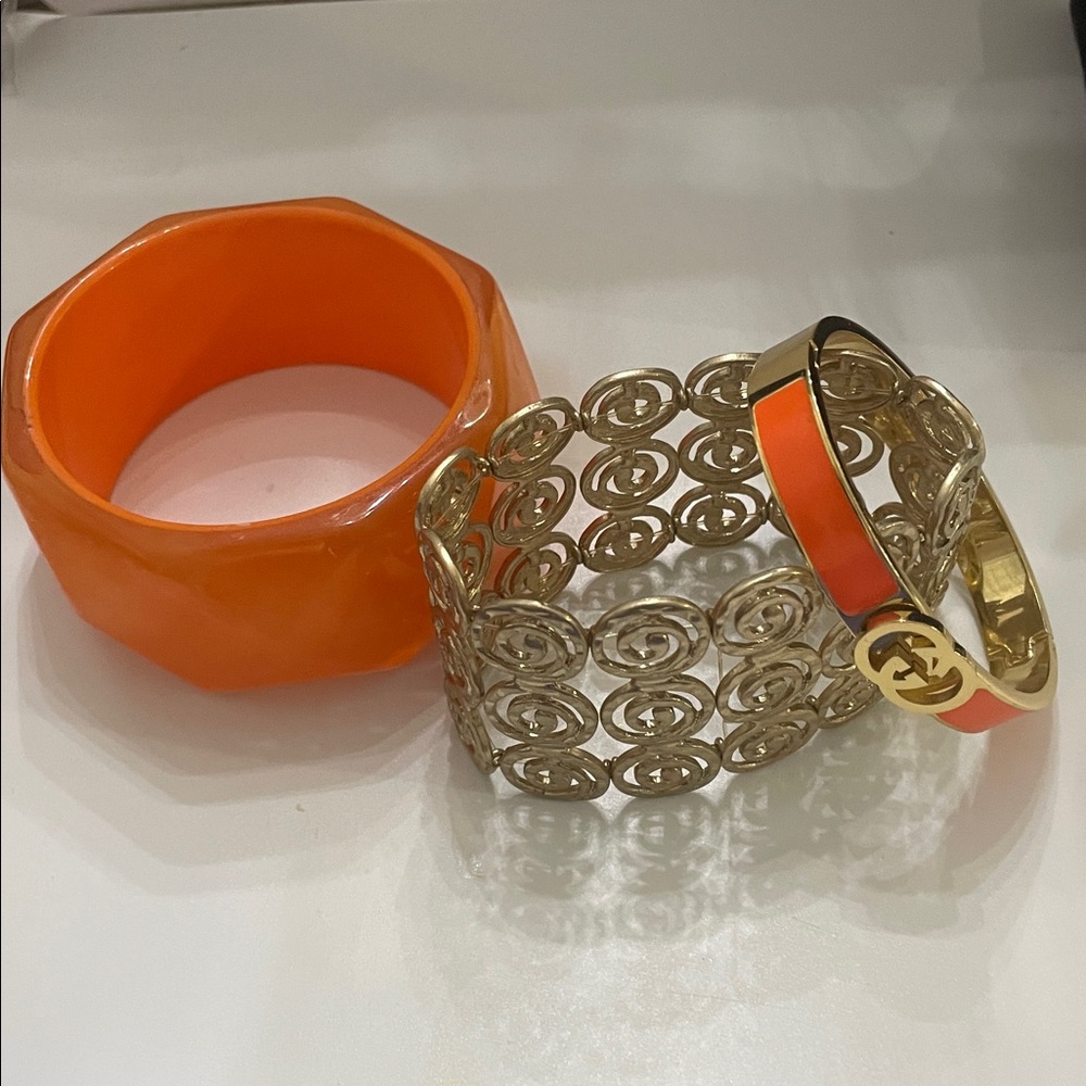 Gold and Orange Bracelet pair-686